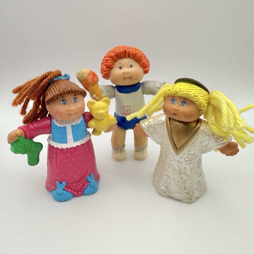 Lot 3 CPK Cabbage Patch Kids Mini PVC Doll Figurine Figures Yarn Hair 1984/1992